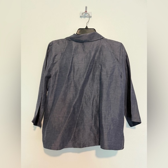 Eileen Fisher Womens Size Small Linen/Silk Blazer Shiny 3/4 Sleeve - Picture 4 of 4